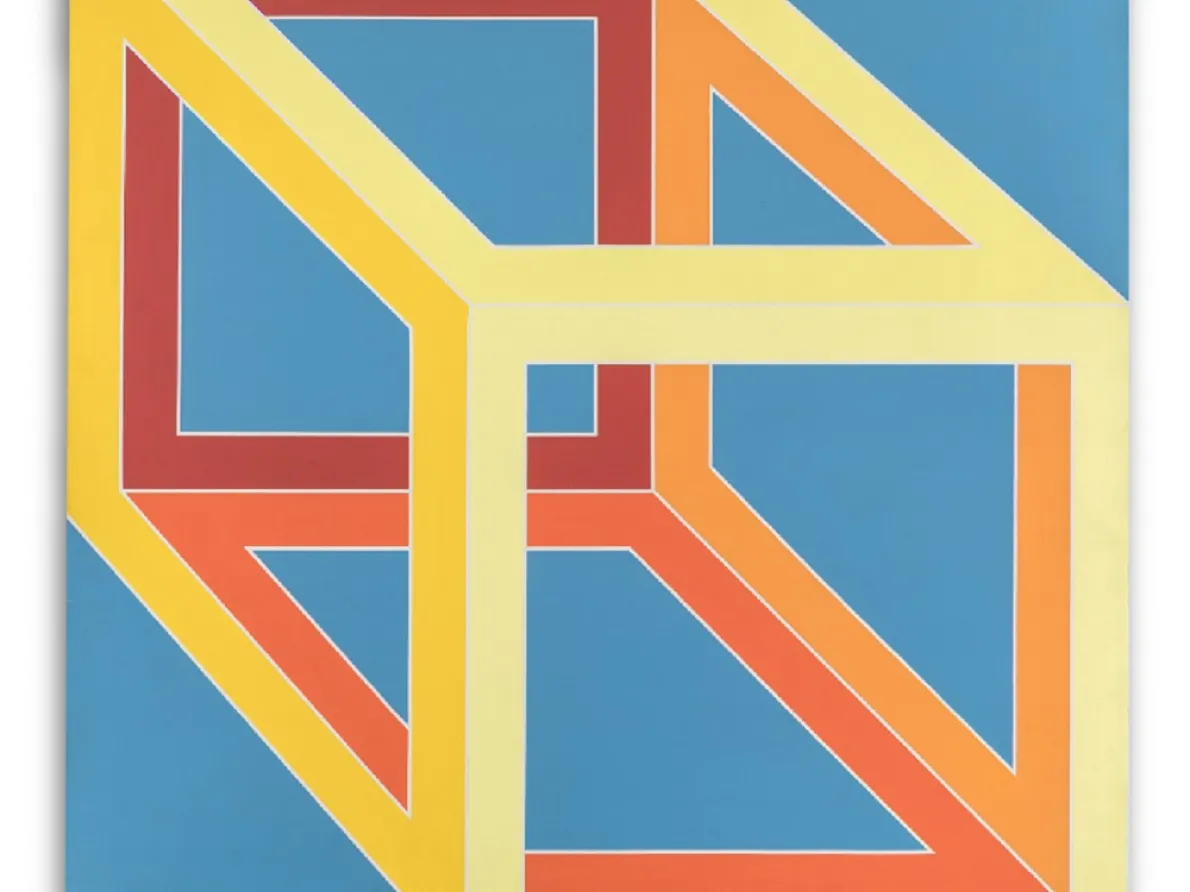 "Untitled Cube," 1973, Alvin Loving, American; acrylic on canvas. Collection of David and Linda Whitaker.