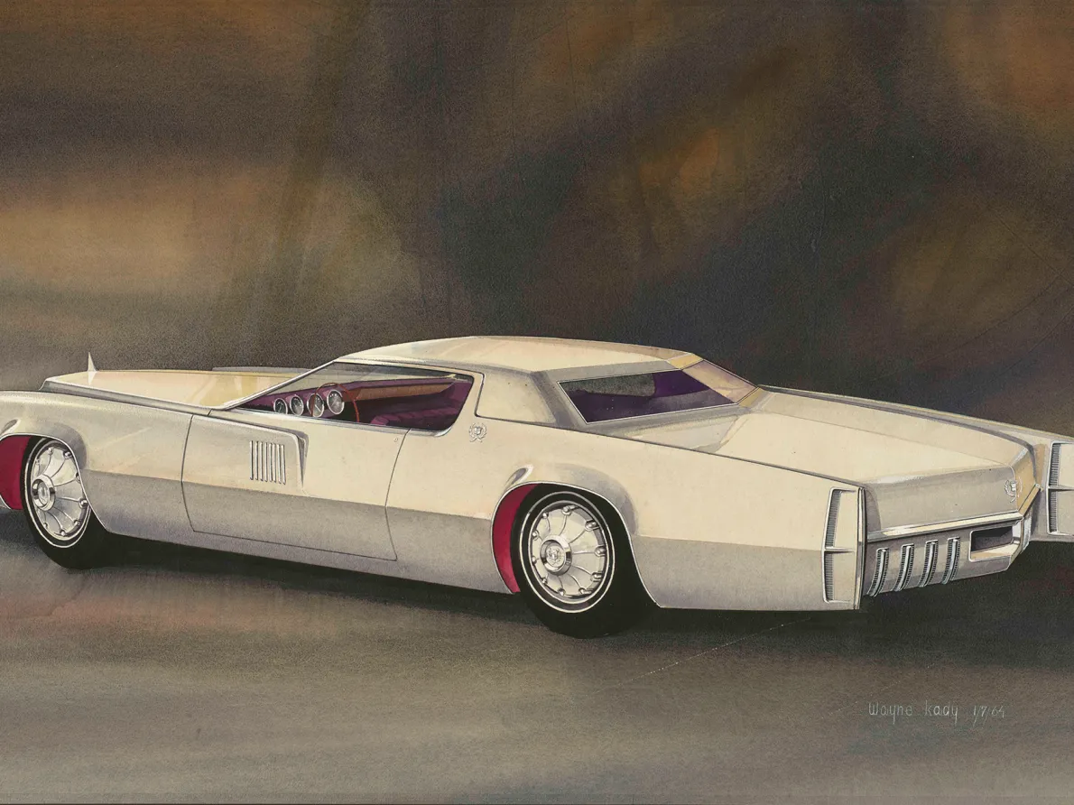 "Rendering of Proposed 1967 Cadillac Eldorado Design," 1964, Wayne Kady, American; watercolor, gouache, and ink on paper. From the Collections of The Henry Ford, Dearborn, Michigan.