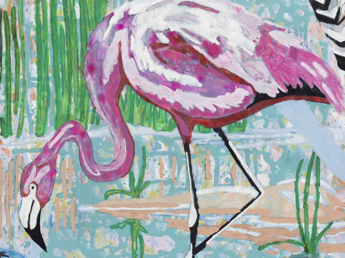 Flamingo, Shawntana Peterson, painting, Grade 12, Denby High School