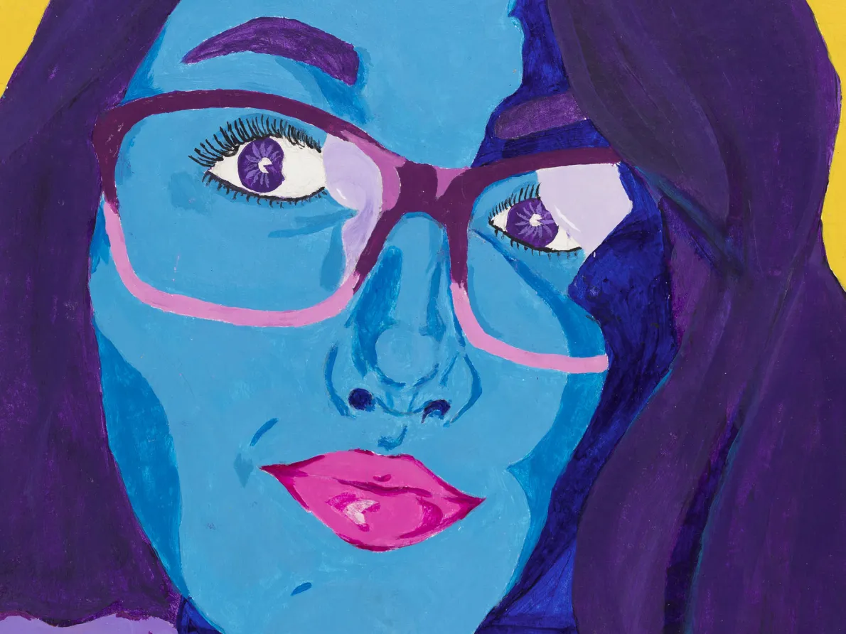Me in Blue, Ameilia Medina Hernandez, painting, Grade 8, Academy of the Americas