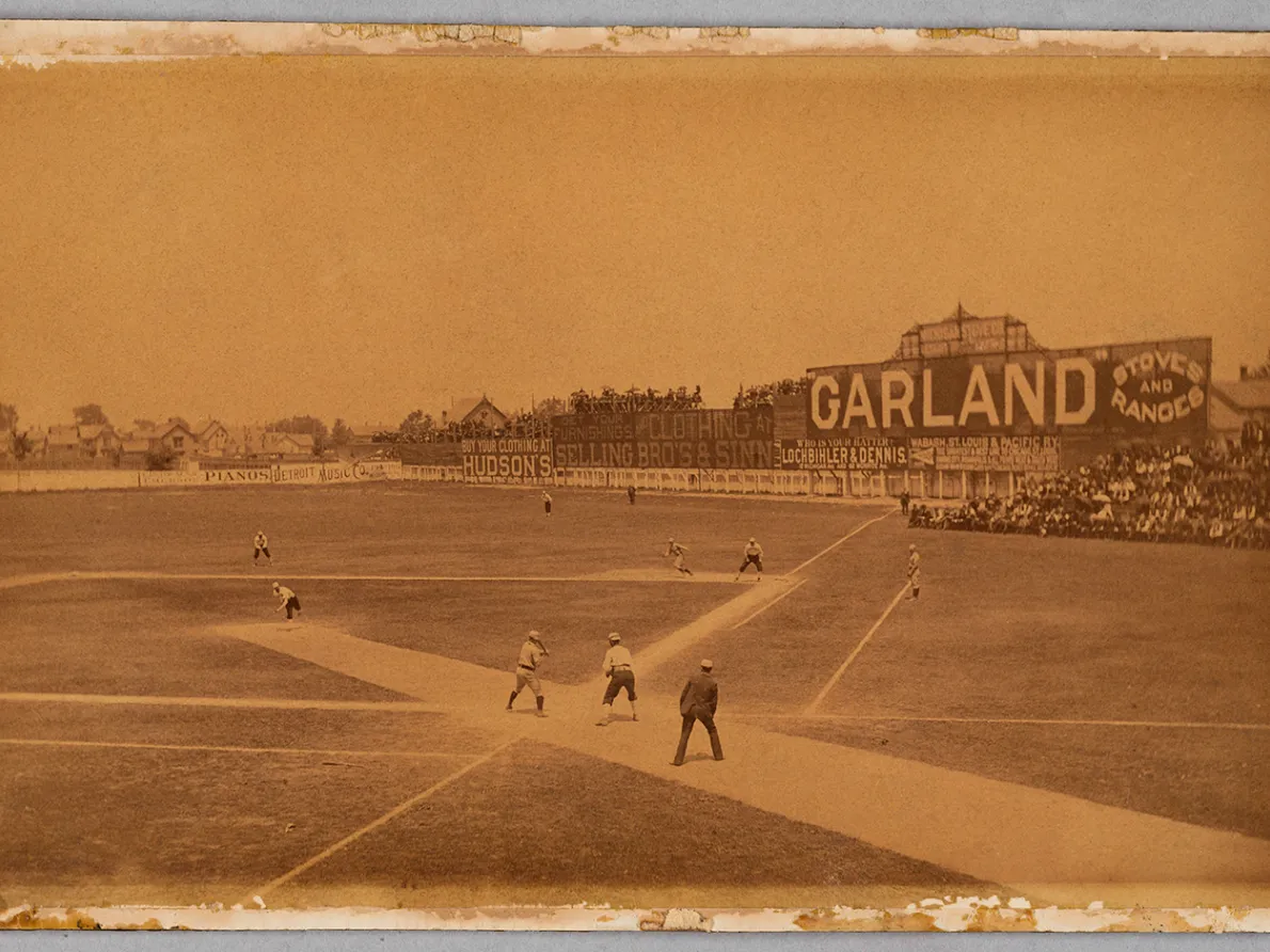 Recreation Park, as seen from behind home plate, 1886, unknown; photographic print mounted on board, Courtesy of Detroit Historical Society.