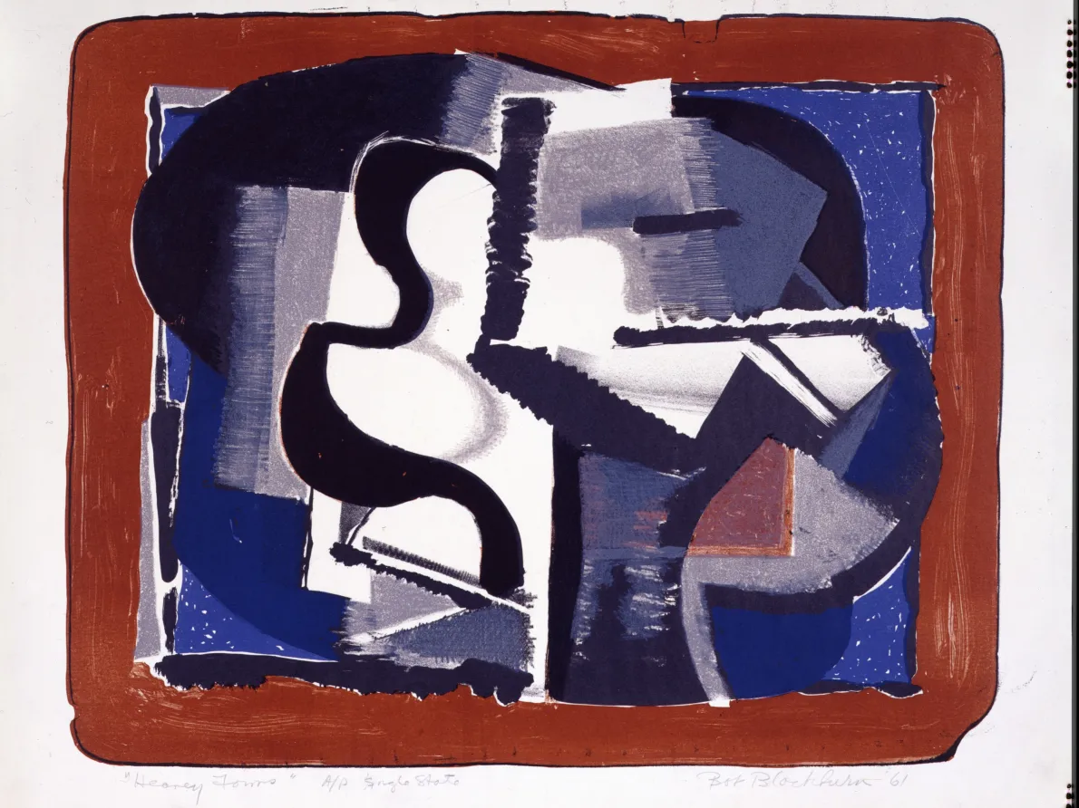 Robert Blackburn (American, 1920–2003). Heavy Forms, 1961. Color Lithograph; 15 ¾ x 19 ½ in. Courtesy of Wesley and Missy Cochran, The Cochran Collection. Photograph by Karl Peterson. © The Trust for Robert Blackburn. Used with permission.