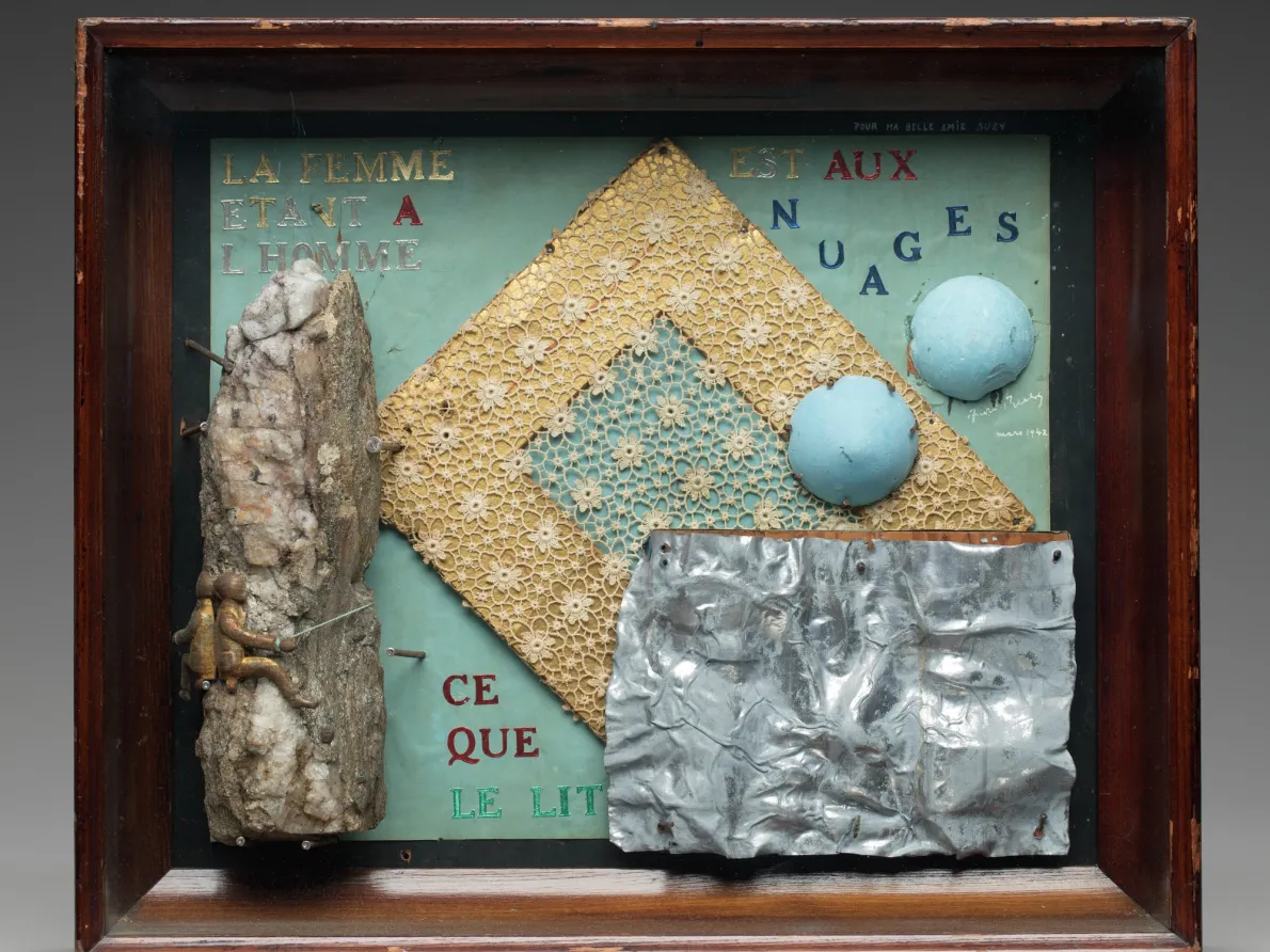 The Woman Is to the Man What the Bed Is to the Clouds, 1942, Andre Breton, French, assemblage in box. Margaret Demant Bequest, Detroit Institute of Arts