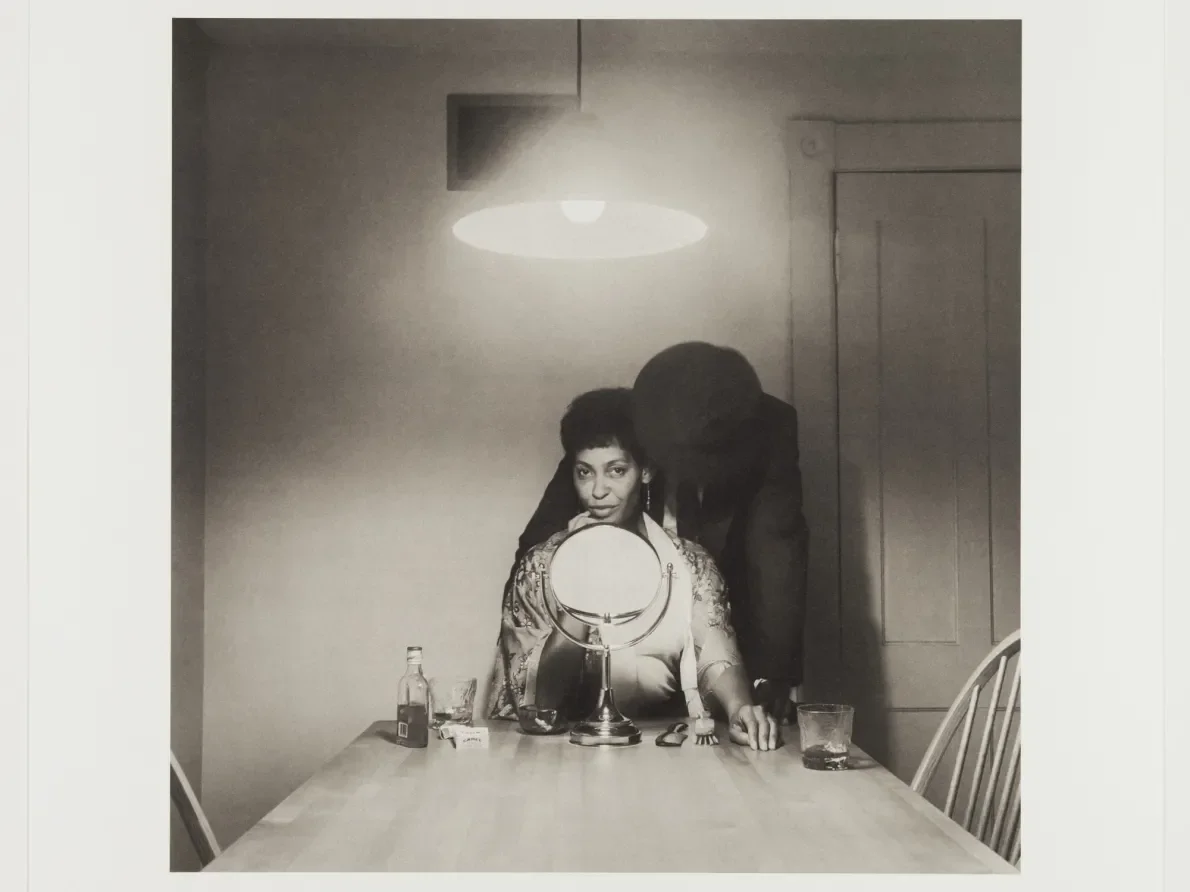 “The Kitchen Table Series,” 2003, Carrie Mae Weems, platinum prints, silk screened text panels. ©Carrie Mae Weems. Courtesy of the artist and Jack Shainman Gallery, New York. Detroit Institute of Arts