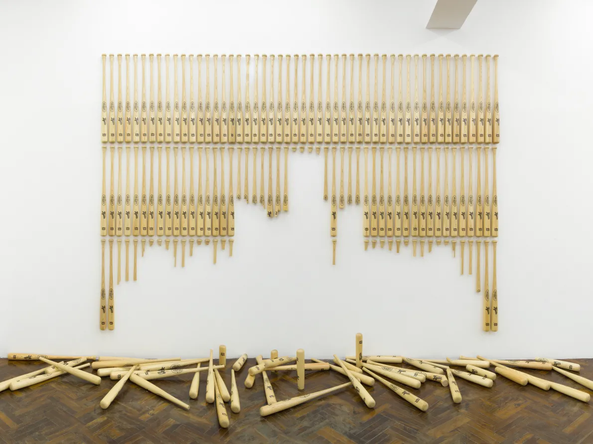 “Urban Landscape (Detroit),” 2018, Dario Escobar, silkscreened wood and steel. Detroit Institute of Arts