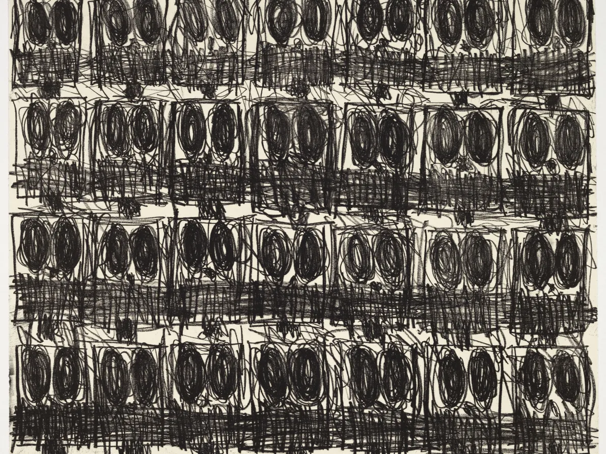 Rashid Johnson, Untitled Anxious Crowd, 2018, soft-ground etching. Detroit Institute of Arts, Museum Purchase, John S. Newberry Fund, 2020.23.