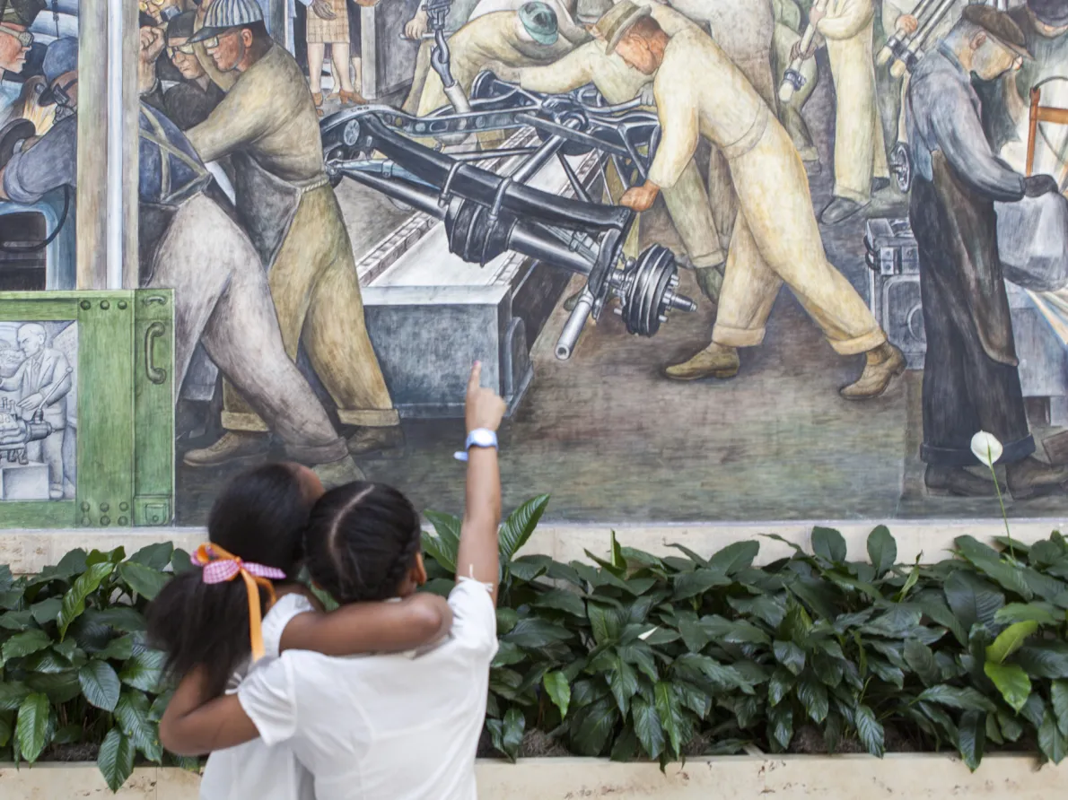 Youth visitors in Rivera Court