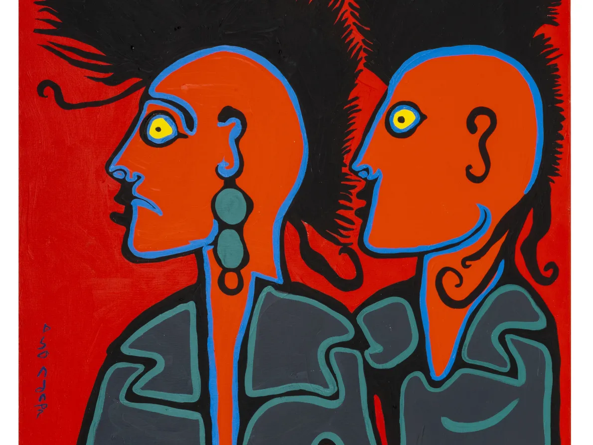 Norval Morrisseau (Bingwi Neyaashi Anishinaabek First Nation), Punk Rockers, 1989. The Estate of Norval Morrisseau