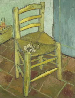 Vincent van Gogh (Dutch, 1853–1890). Van Gogh’s Chair, 1888. Oil on canvas; 36 1/8 x 28 3/4 in. (91.8 x 73 cm). The National Gallery, London, bought, Courtauld Fund, 1924, NG3862.