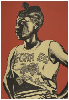 Robert Pruitt, Negra Es Bella, 2014. Two-color lithograph. Detroit Institute of Arts, Museum Purchase, John S. Newberry Fund, 2020.13. Copyright © Courtesy of the artist and Koplin Del Rio Gallery, Seattle, Washington