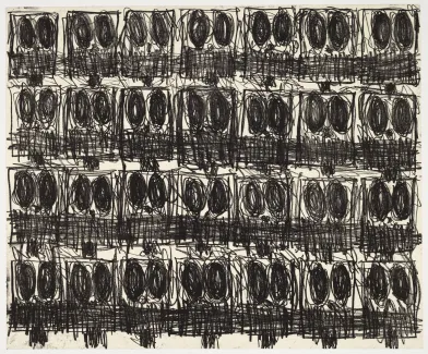 Rashid Johnson, Untitled Anxious Crowd, 2018, soft-ground etching. Detroit Institute of Arts, Museum Purchase, John S. Newberry Fund, 2020.23.