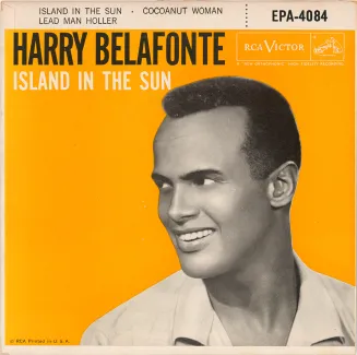 Soundtrack for Island in the Sun, 1957. Offset lithograph. Composer: Harry Belafonte. Brad Bennett Collection of soundtracks, Margaret Herrick Library, Academy of Motion Picture Arts and Sciences.