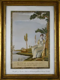 Caroline Porter. All is the Gift of Industry, ca. 1805. Silk and watercolor on silk. Michael R. Payne and Suzanne Rudnick Payne.