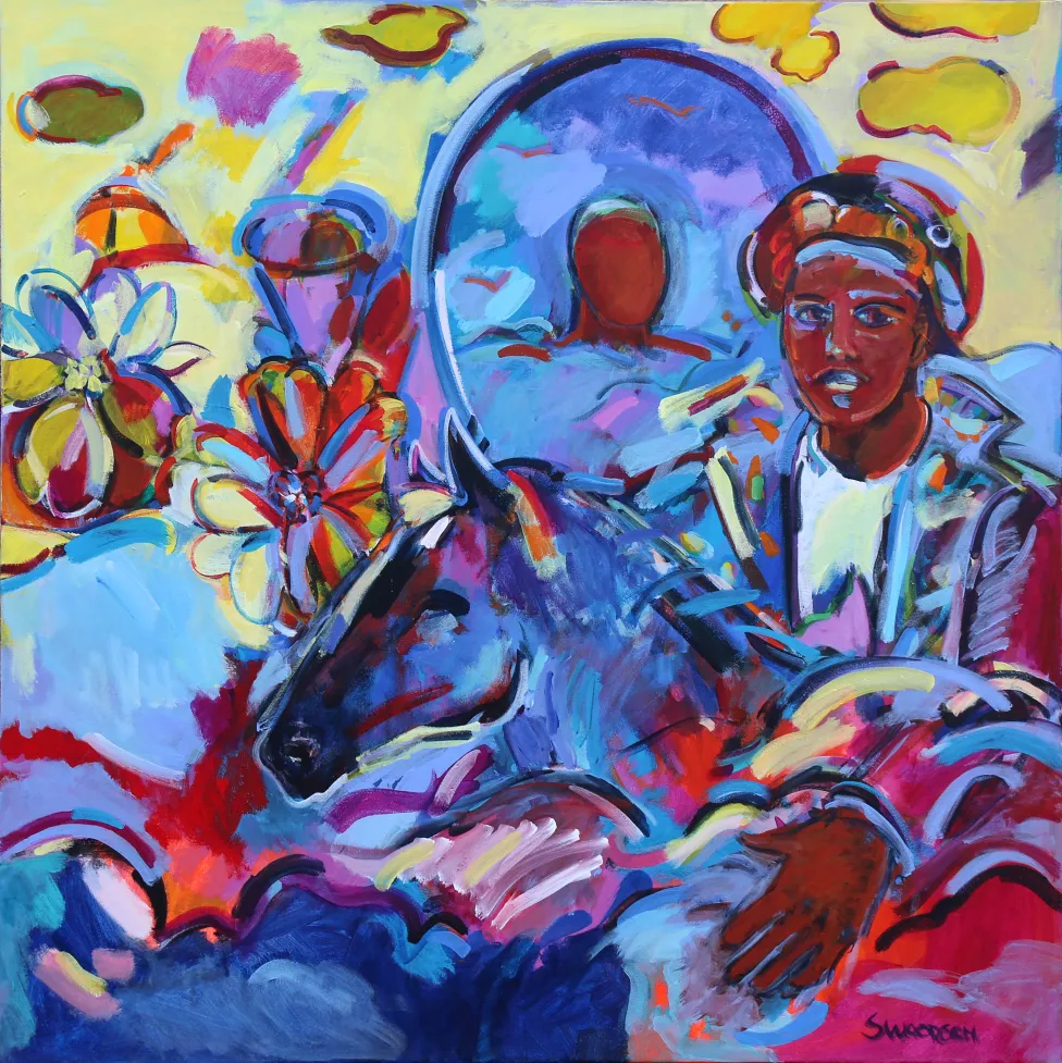 &quot;Flight with Mirror,&quot; 2014, Shirley Woodson, American; acrylic on canvas.
