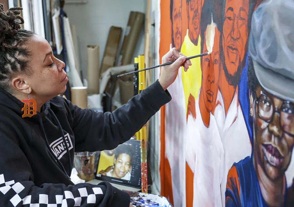 A woman paints