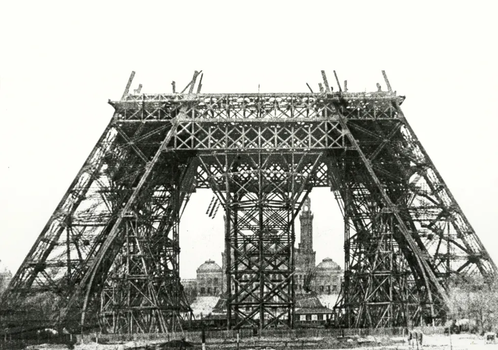 The lower half of France's Eiffel Tower during construction.