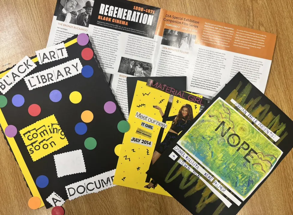 Examples of movie posters made in the DIA's artmaking studio