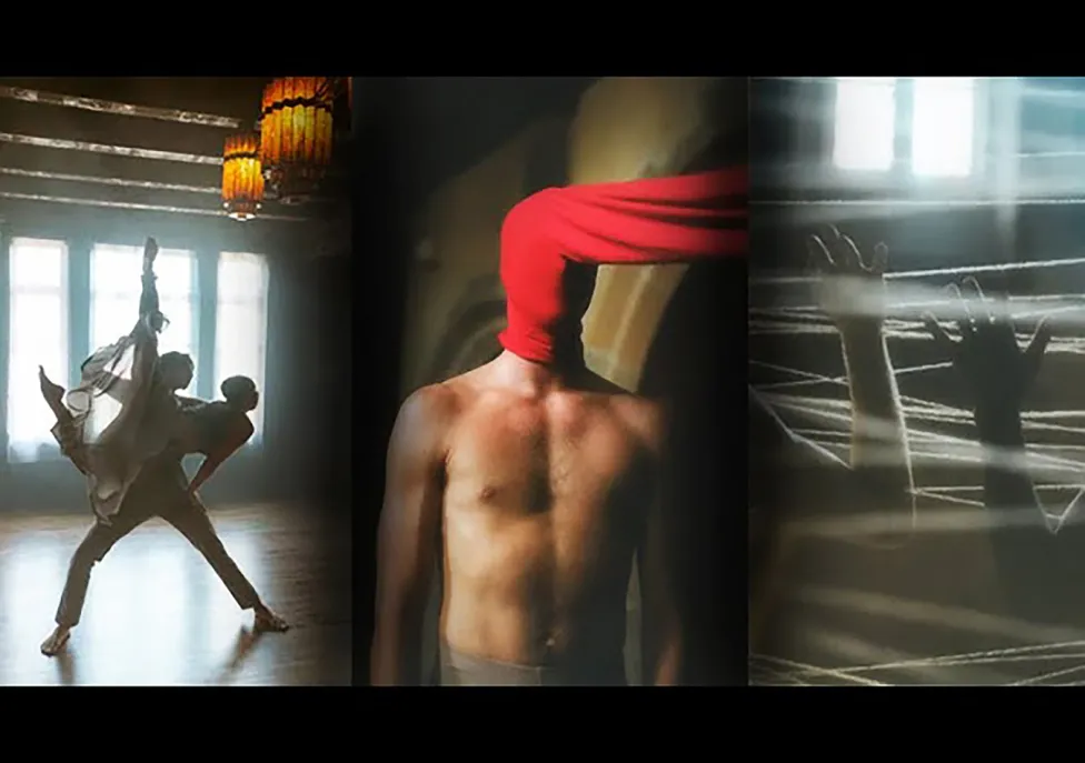 Three images of interpretive dancers combined