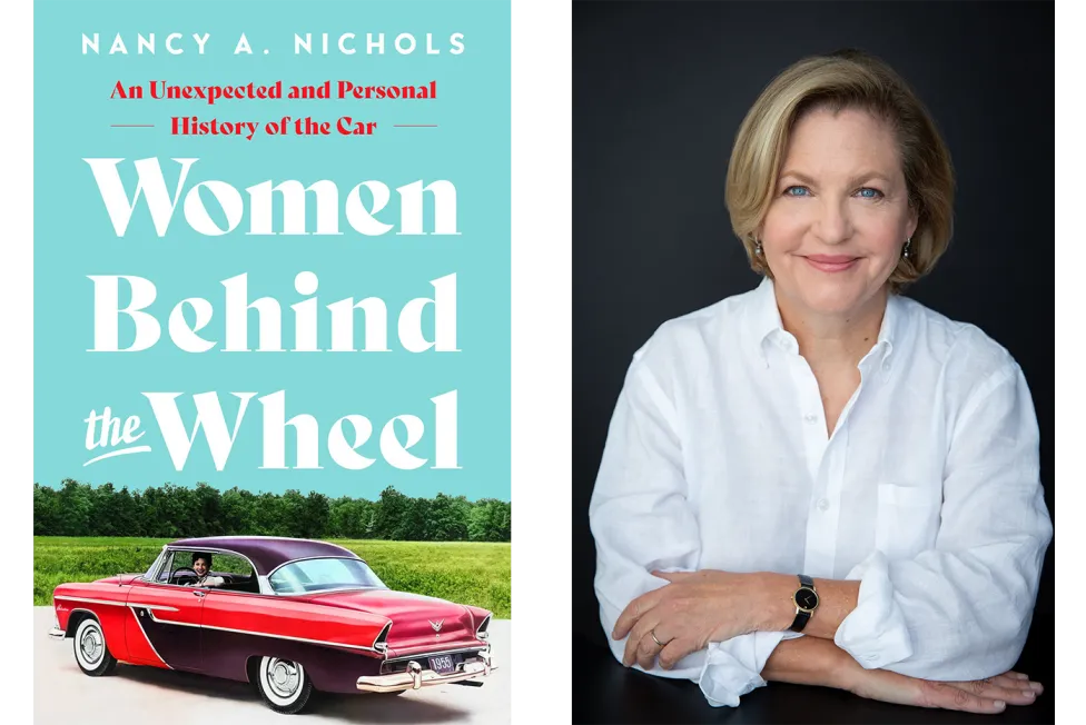 The cover for "The Woman Behind the Wheel," and portrait of the author