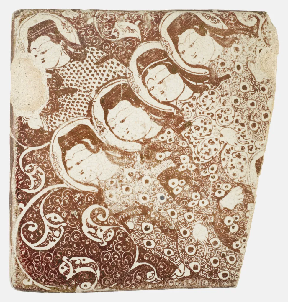 Tile, Iran, Seljuq period, early 13th century, stone-paste painted over glaze with luster, National Museum of Asian Art, Smithsonian, Gift of Charles Lang Freer, F1909.118