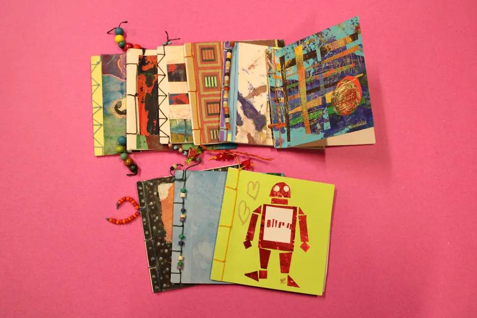 Examples of journals made at the Detroit Institute of Arts' Artmaking Studio
