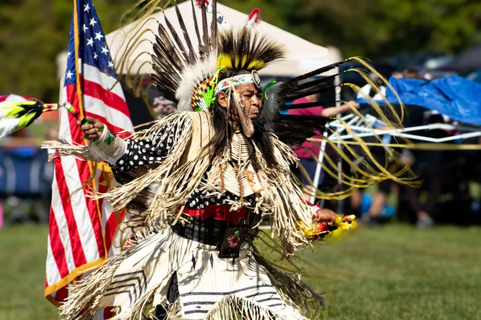 Indigenous American male dancer in full regalia