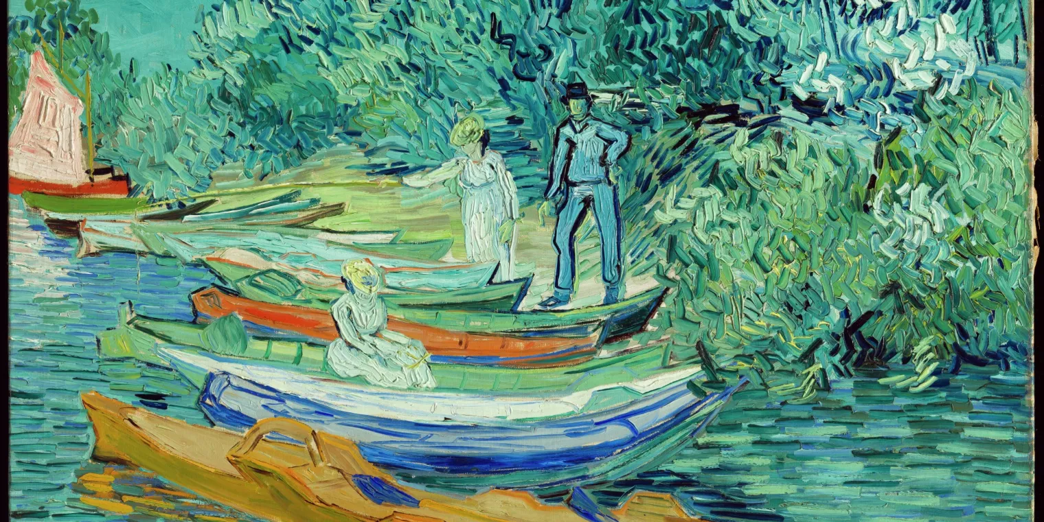Vincent van Gogh (Dutch, 1853–1890). Bank of the Oise at Auvers, 1890. Oil on canvas; 28 x 36 7/8 in. (71.1 x 93.7 cm). Detroit Institute of Arts, bequest of Robert H. Tannahill, 70.159.