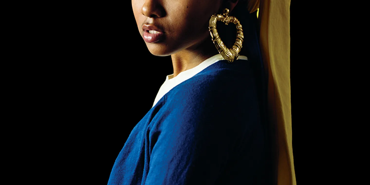 Girl with a Bamboo Earring, 2022, Awol Erizku; duratrans on lightbox. Gift of the Collection of Lisa Applebaum.