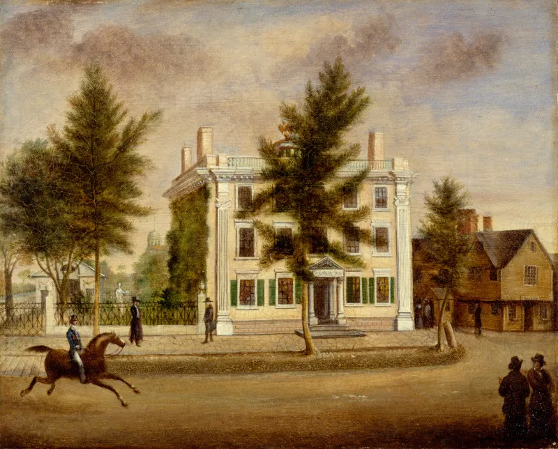 attributed to Mary Jane Derby, Pickman-Derby House, 70 Washington Street, Salem, Massachusetts, ca. 1825, oil on canvas. Detroit Institute of Arts, Founders Society Purchase, Gibbs-Williams Fund, 44.84. 