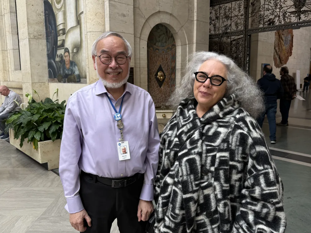 Docent Fran Chen and Alison Saar