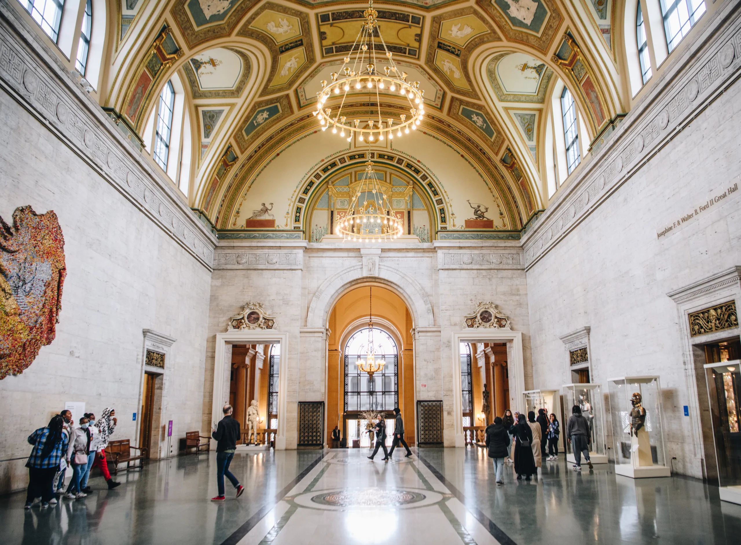 A view of the Great Hall, looking out onto Woodward, bustling with visitors