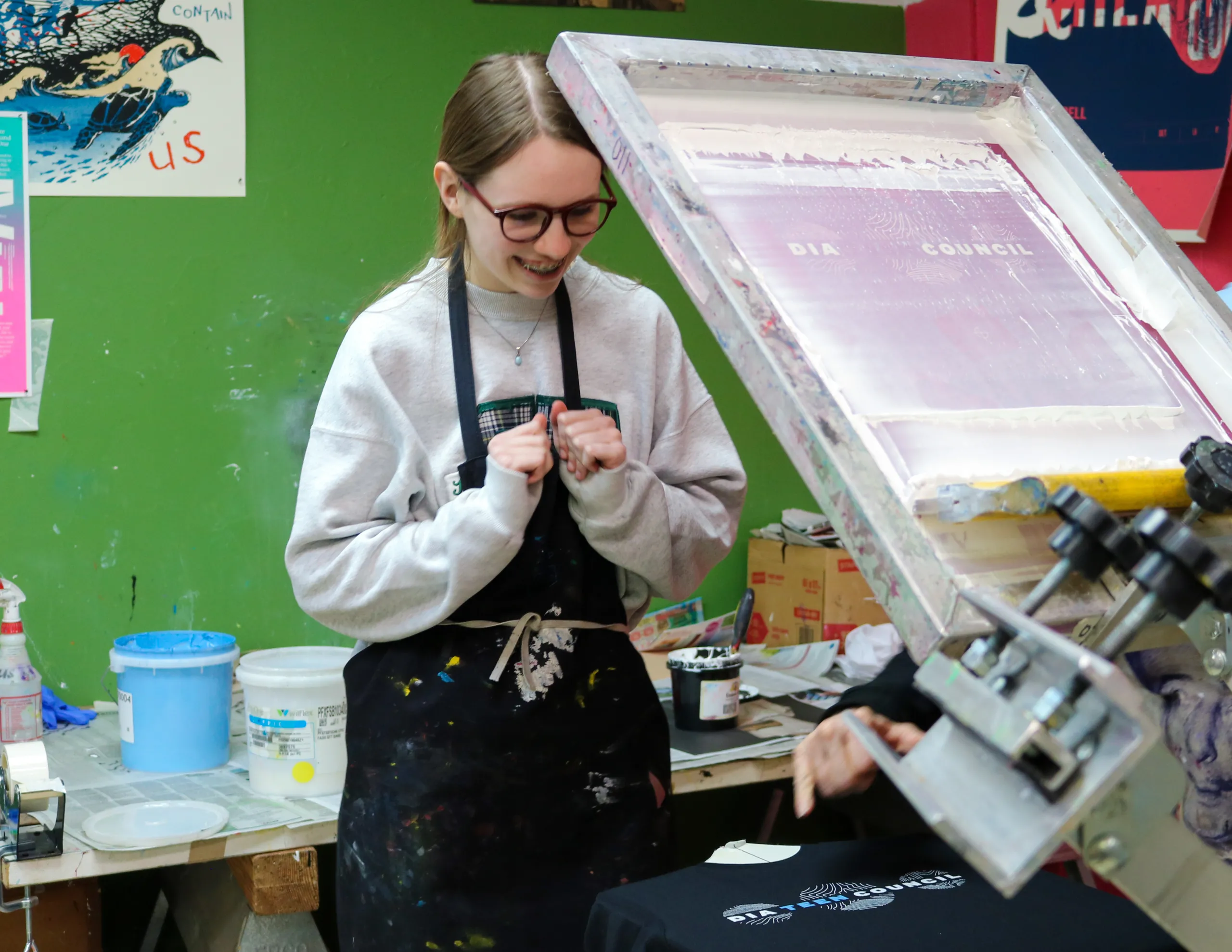 Skyler sees her screen print for the first time