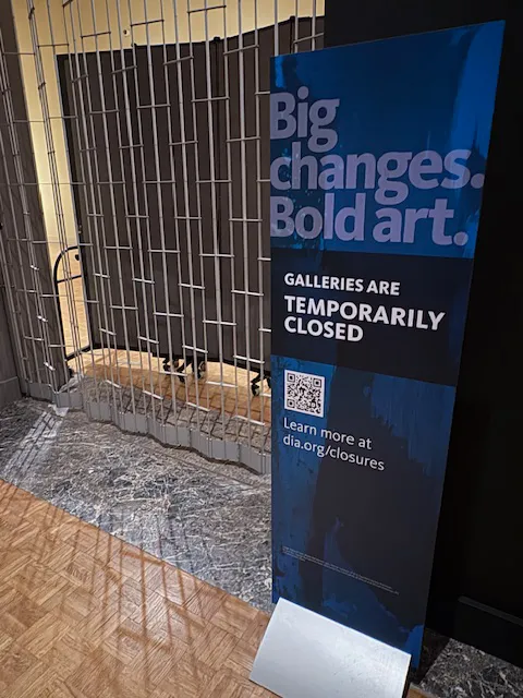 "Big changes. Bold art." signs are posted throughout the second floor of the DIA's North Wing, referencing a transformative project that will reimagine the African American, Modern, and Contemporary galleries. 