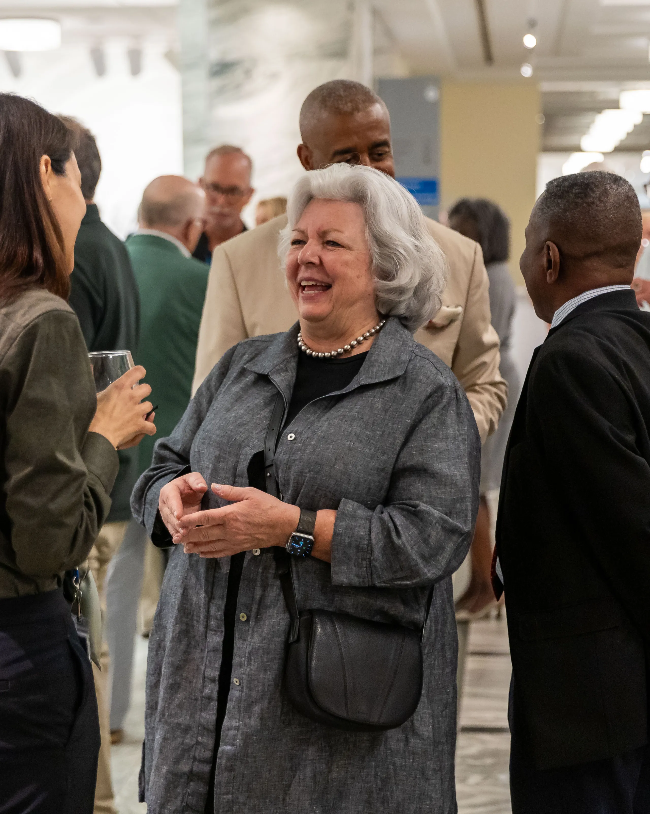 Members chatting in the DIA's Prentis Court