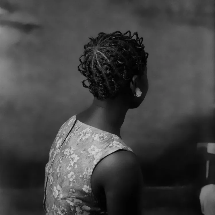 James Barnor (Ghana, b. 1929). Ms. Bruce portrayed in her new hairstyle after school, Ever Young Studio, Jamestown, Accra, 1956 (printed 2010–20). Gelatin silver print. Galerie Clémentine de la Féronnière, Paris. © James Barnor, courtesy Galerie Clémentine de la Féronnière, Paris.