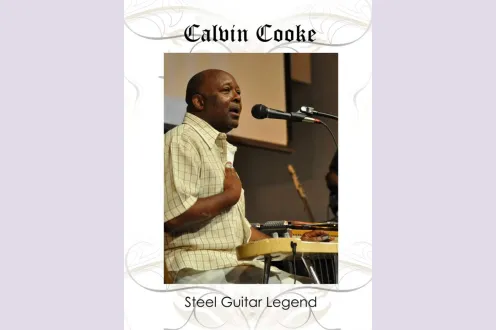 Calvin Cooke, steel guitar legend, pictured performing on stage 