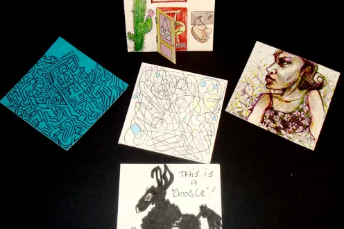 Examples of doodle art made in the artmaking studio