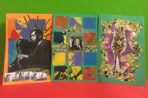 Collage portraits made in the DIA's Artmaking studio