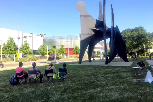 Drawing on the John R lawn