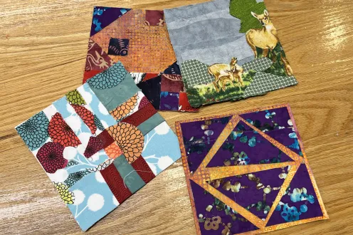 Examples of quilt designs created in the Detroit Institute of Art's Artmaking Studio