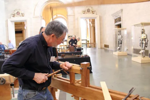 Furniture makers in the DIA's Great Hall