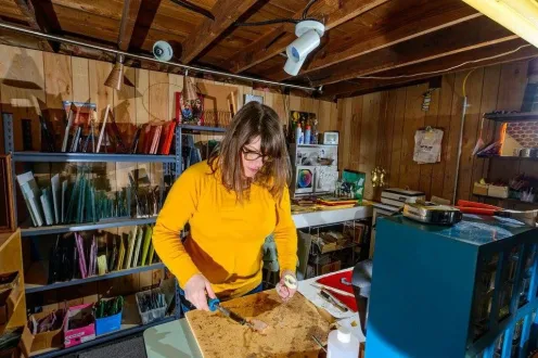 Carey Gustafson in their studio