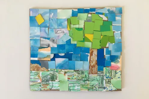 An example of Cardboard Mosaics made in the DIA's Artmaking Studio