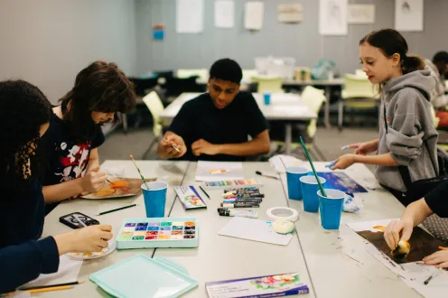 Teen Council participates in an Artmaking activity at the DIA