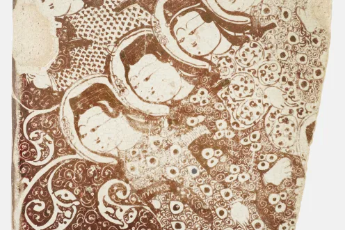 Tile, Iran, Seljuq period, early 13th century, stone-paste painted over glaze with luster, National Museum of Asian Art, Smithsonian, Gift of Charles Lang Freer, F1909.118