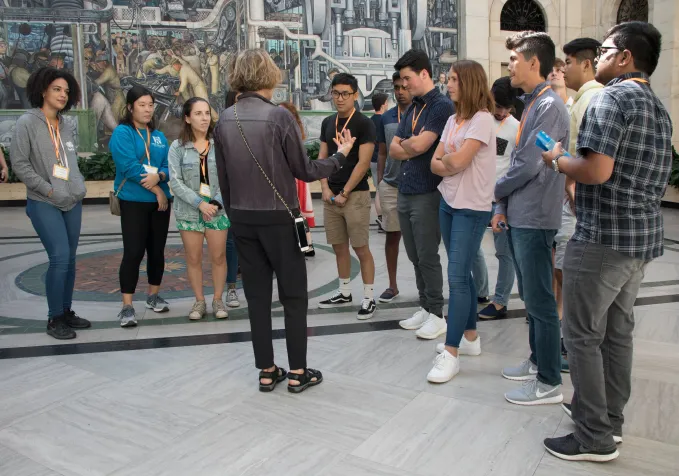 College students on a tour of the DIA.