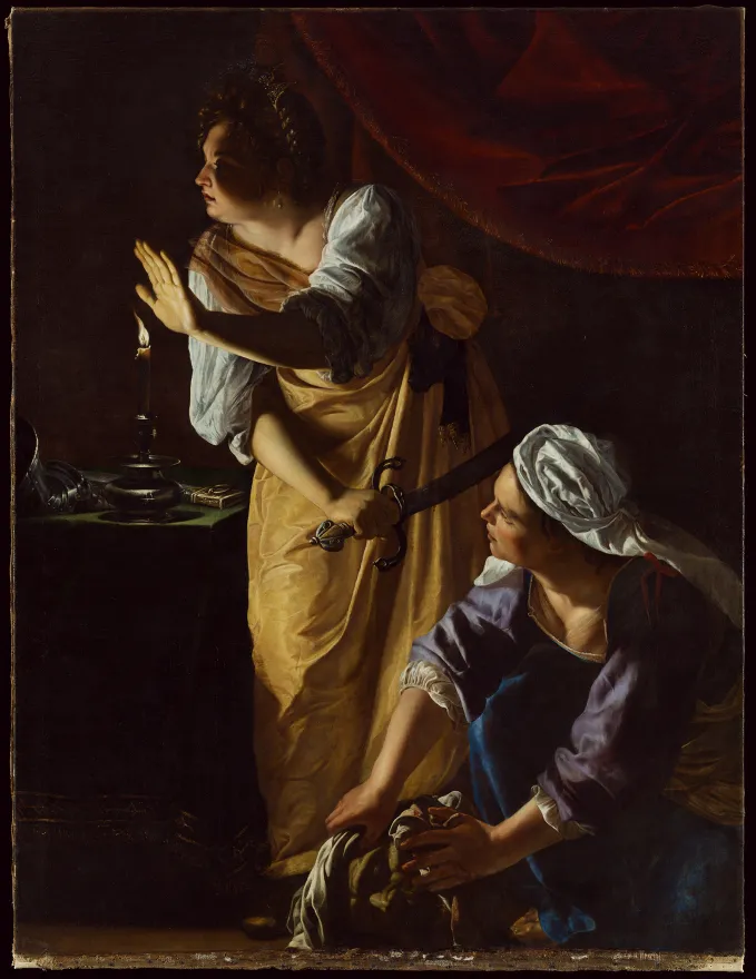&quot;Judith and Her Maidservant with the Head of Holofernes,&quot; 1523-1525, Artemisia Gentileschi, Italian; oil on canvas. Detroit Institute of Arts.
