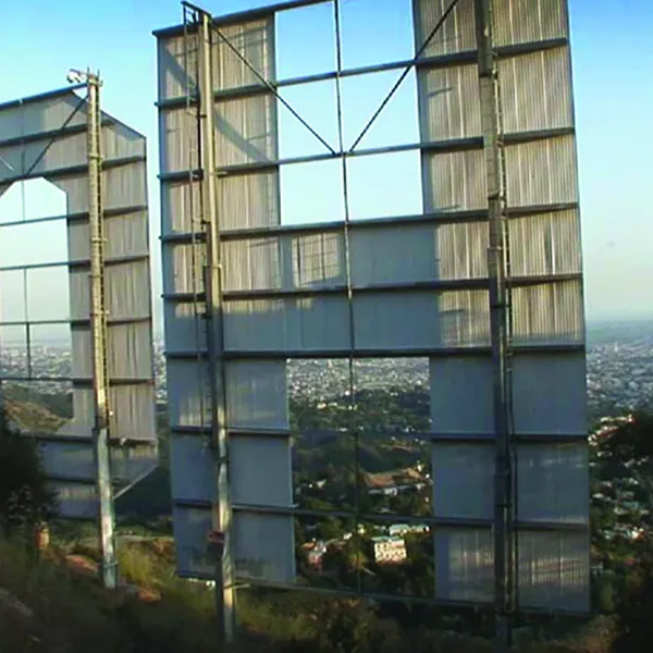 The back view of the "HO" in the Hollywood sign