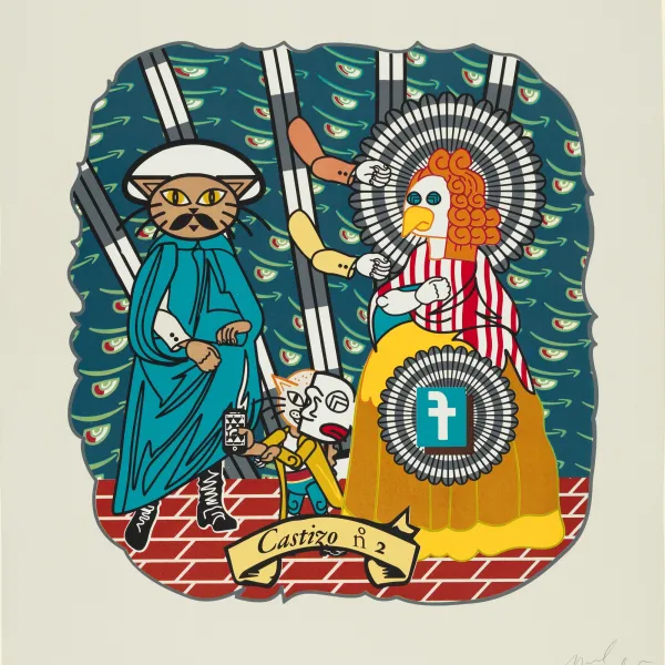 Image: Michael Menchaca, Castizo no. 2, 2019, from the suite, La Raza Cósmica 20XX, 2019, screen print. Detroit Institute of Arts, Museum Purchase, Friends of PDP Photographic Fund in honor of Lindsey Buhl, 2021.249.2. 