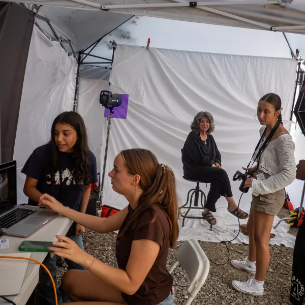 A pop-up portrait studio in the summer